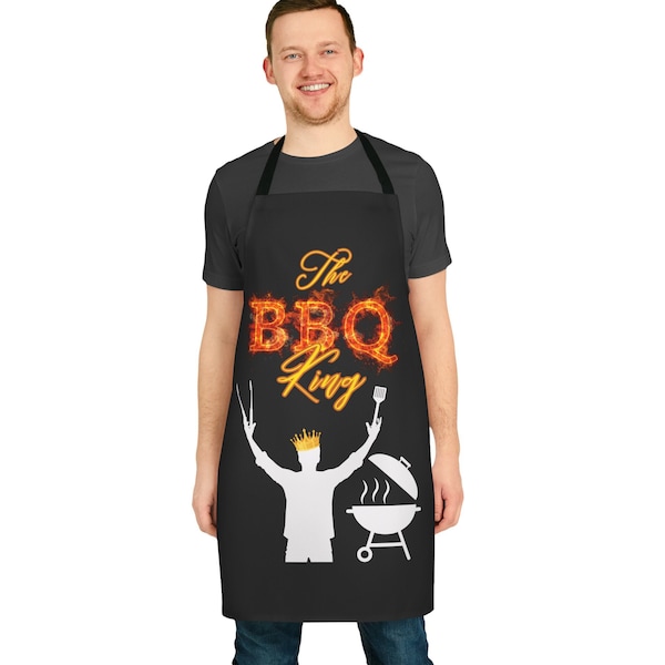 The BBQ King Apron, Fathers Day, Birthday, gift for him, Dad gift, funny gifts, summer, summer gifts, cooking gifts, unisex fit.