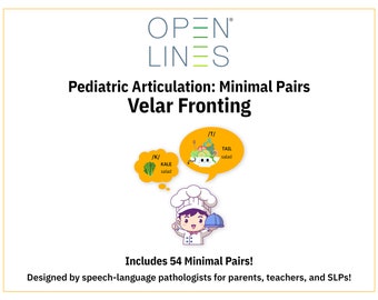 Speech Therapy Exercises: Velar Fronting (Minimal Pairs) - Pediatric Articulation Therapy and Phonology Therapy (Digital PDF)