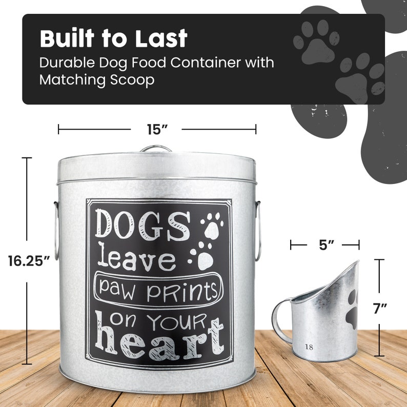 The Petsteel Silver Large Rustic up to 50lb Pet Food Storage Container