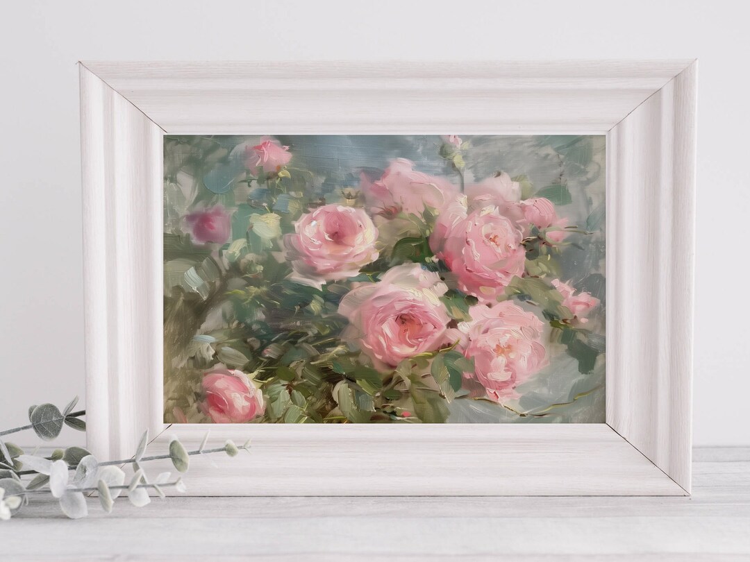 Moody Roses Oil Painting Printable Wall Art Floral Wall Print Floral ...