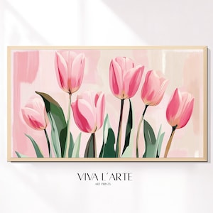 Samsung Frame TV Spring tulips, Tulip Easter Art for Frame Tv, Pastel Tulip Painting, Soft Floral TV Art, Summer Tv Decor, Digital Download