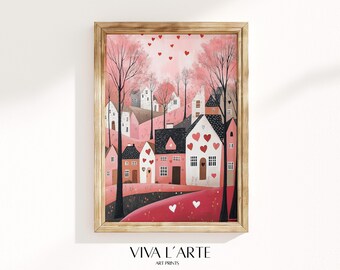 Gemütliche Valentinstag-Wandkunst zum Ausdrucken – Valentinstag-Kunstgemälde, Mädchenzimmer-Preppy-Poster, Valentinstag-Heimdekoration, digitaler Download