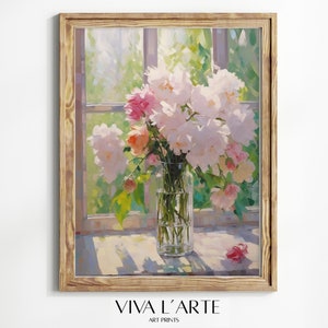 Flores de primavera en el florero | impresión de arte pastel floral ? cartel de humor primaveral | arte floral imprimible ? arte de pared de primavera brillante | Decoración de primavera