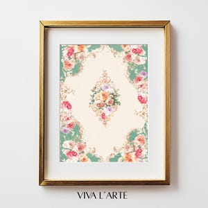 Arte de pared de coqueta de moda, impresión de arte romántico vintage, cartel preppy de primavera verde y rosa, coqueta francesa de decoración de vivero, descarga digital