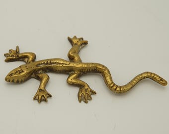 Antique Brass Lizard - Decorative Wall Art or Figurine
