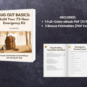 Bug Out Bag eBook + Printables | 72-Hour Emergency Kit Guide | Prepping for Beginners | Survival Checklist | Digital Download