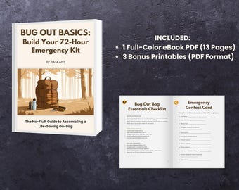 72-Hour Emergency Kit Guide: Bug Out Bag eBook + Printables (Digital Download)