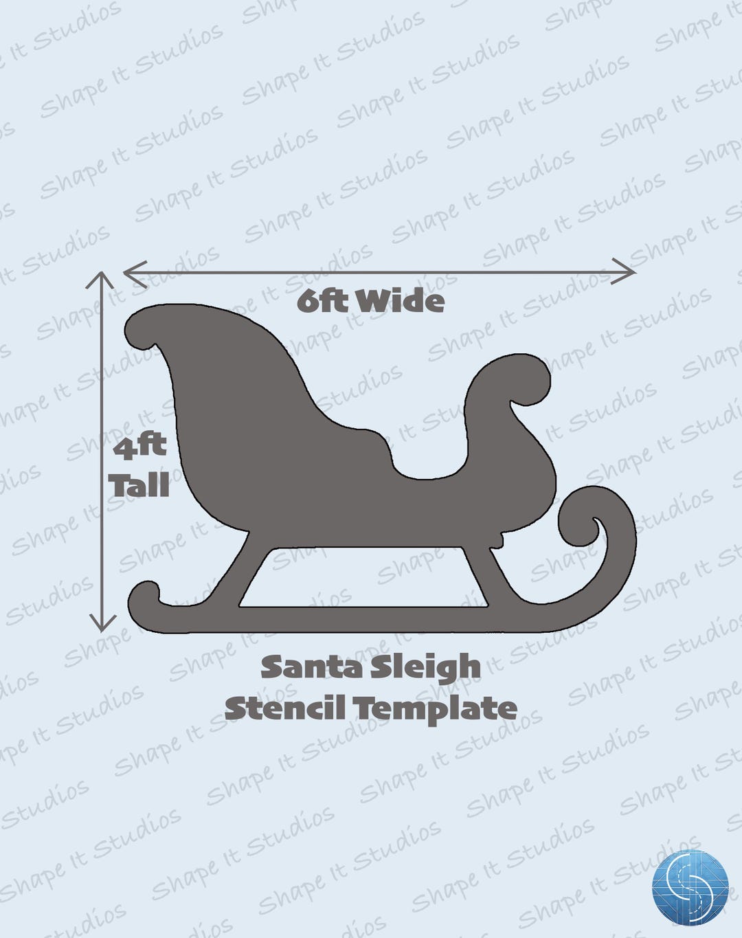 Santa Sleigh Template PDF 6x4ft, Christmas Yard Art, Plywood Project