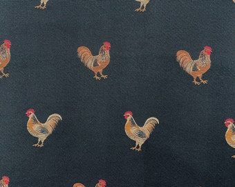 1 Yard REMNANT Rooster Upholstery Fabric Tapestry Fabric with  Roosters Modern Farmhouse Decor Woven Jacquard Fabric Black Red Beige  Brown