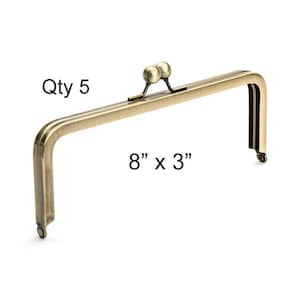 CLEARANCE - Lot of 5 Pieces - 8 inch x 3 inch Antique Brass  Purse Frame with Large Ball Clasp  Antique Gold Clutch Bag Frame  8" x 3"