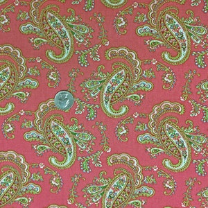 Pretty Paisley Fabric in Watermelon by Waverly Upholstery Fabric by the yard Drapery Fabric  pink  coral /   green  blue  ivory DESTASH