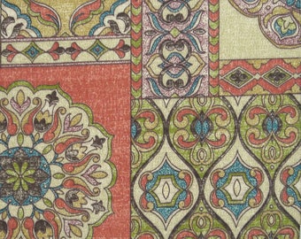 Indoor Outdoor Fabric By The Yard Zerego Henna Richloom Bohemian Upholstery Boho Orange Blue Purple Green DESTASH Indoor Outdoor Fabric By The Yard Zerego Henna Richloom Bohemian Upholstery Boho Orange Blue Purple Green DESTASH