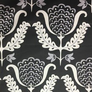 RARE Waverly Drapery Fabric by the yard One Wish Blackbird 100% Cotton Fabric  Modern Upholstery Fabric Floral Damask black white gray