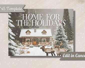 Holiday Real Estate Postcard: Christmas Marketing Canva Template (7x5 Double Sided) (Digital Download)