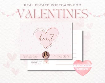 Valentines Day Realtor Postcard | Customizable Real Estate Mailer (Digital Download)