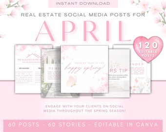 Spring Real Estate Social Media Posts: Realtor Marketing Templates (Digital Download)