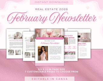 Real Estate February Newsletter Template | Realtor Marketing (Digital Download)