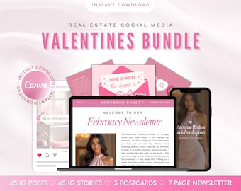 Valentine's Day Real Estate Marketing Bundle | Social Media, Newsletter (Digital Download)
