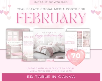 Valentine's Real Estate Social Media Posts: February Realtor Marketing (Digital Download)