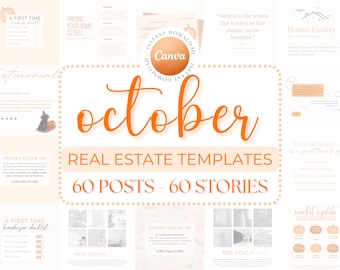 October Real Estate Social Media Templates: 60 Posts & Stories (Digital Download)