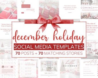 Holiday Realtor Social Media Templates: December Christmas Marketing (Canva)