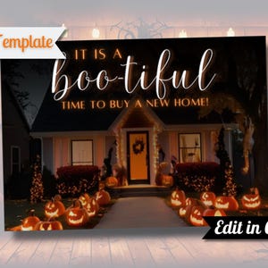 ハロウィーン不動産マーケティングポストカード | ハロウィーン不動産ポストカード | Canva テンプレート | ハロウィーンマーケティング | ホリデーマーケティング |