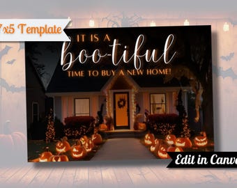 Halloween Real Estate Postcard: Customizable Canva Template (Digital Download)
