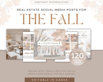 Fall Real Estate Social Media Templates: Canva Marketing (Digital Download)