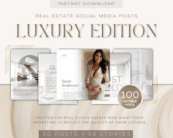 Luxury Realtor Social Media Templates: Elegant Real Estate Marketing (Digital Download)