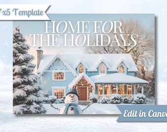 Holiday Real Estate Postcard: Christmas Marketing Canva Template (7x5 Double Sided) (Digital Download)