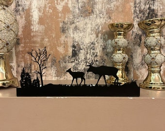 Decorative Deer Quadruple Metal Candle Holder,Candle Holder,Metal Candle Holder,Pine tree Decor,Home Decor,Gift for her,Home Gift