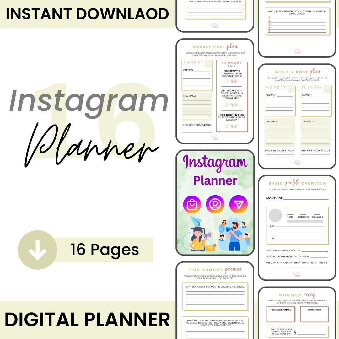 Instagram Planner Printable / Instagram Post Planner / Social Media ...