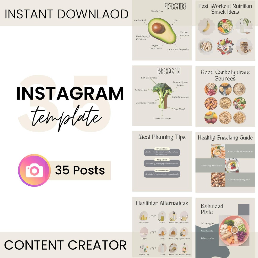 Instagram Nutrition Templates Aesthetic / Modern / Minimal / Neutral ...