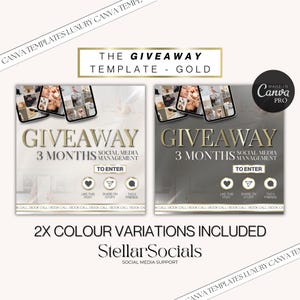 Gold Giveaway Competition Template for Social Media Managers | Instagram & Facebook Template | Giveaway Flyer | Competition Post | Canva