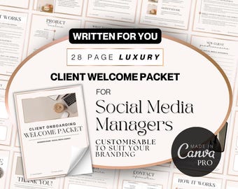 Rose Gold Client Welcome Packet | Social Media Client Onboarding Canva Template | Social Media Manager Client Onboarding | Virtual Assistant