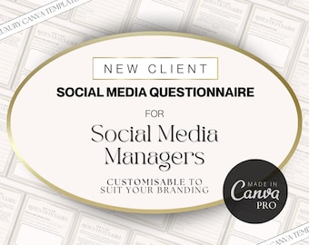 Questionário para novos clientes do gerente de mídia social editável Gold | Modelo de Questionário Gerenciamento de Mídias Sociais | Questionário para impressão | SMS