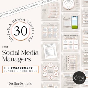 30 Rosegold Social Media Browser Instagram Posts Vorlagen | Social Media Browser bearbeitbares Bundle | Social Media Makler | Canva Vorlagen