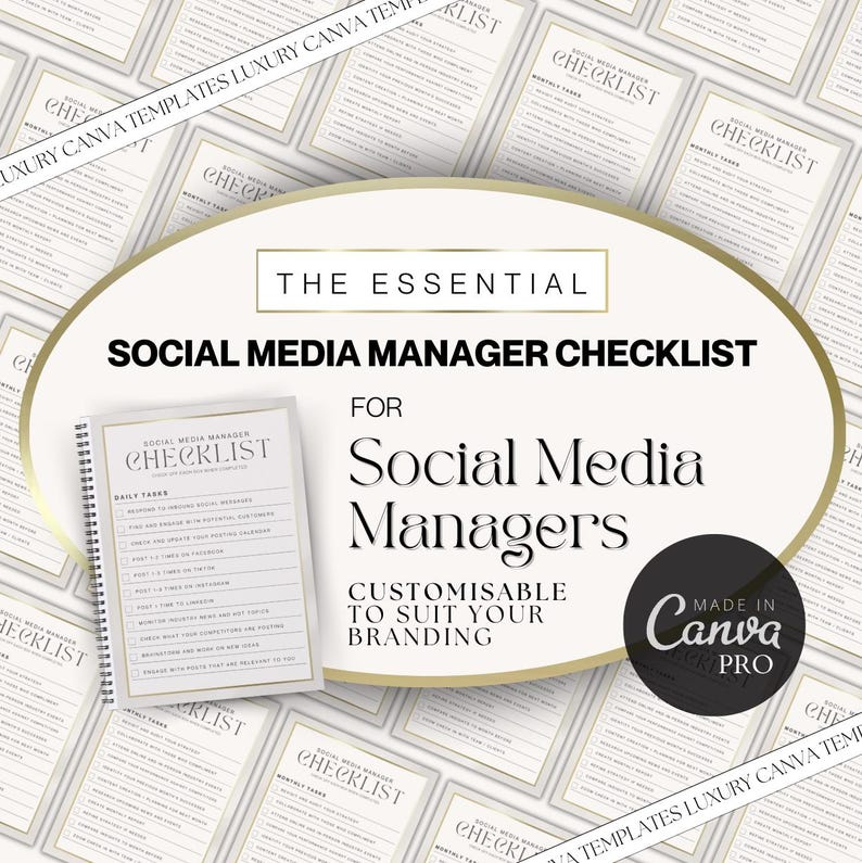 Editable Social Media Manager Checklist | Printable Checklist | Daily ...