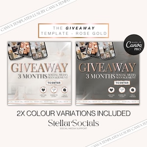 Rose Gold Giveaway Competition Template for Social Media Managers | Instagram, Facebook Template | Giveaway Flyer | Competition Post | Canva