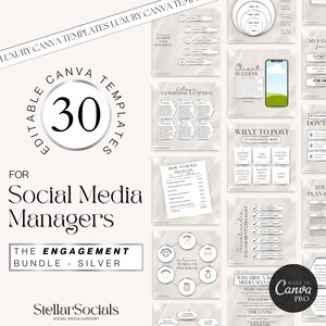 30 Silber Social Media schmal Instagram Posts Vorlagen | Social Media Browser bearbeitbares Bundle | Social Media Makler | Canva Vorlagen