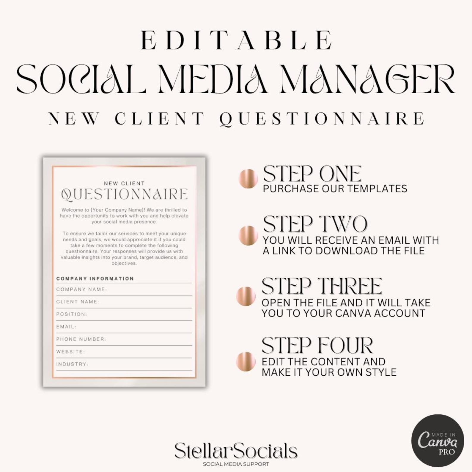 Rose Questionnaire.pdf Rose Gold Editable Social Media Manager New Client Questionnaire ...