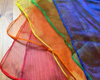 PANNI IN CHIFFON 6 colori 60 x 60 cm Giocoleria Giocoleria Danza Sensoriale Ginnastica Colorata