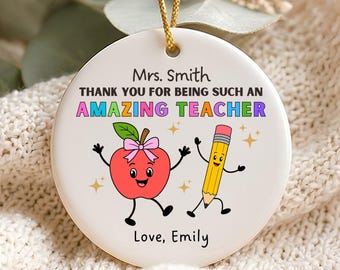 Personalisierte Lehrer-Weihnachtsbaumkugel (PNG), Geschenk zum Schulanfang, Individuelle Weihnachtsgeschenke für Lehrer, Dankeschön-Geschenk vom Schüler, Erinnerungsstück, Dankeschön