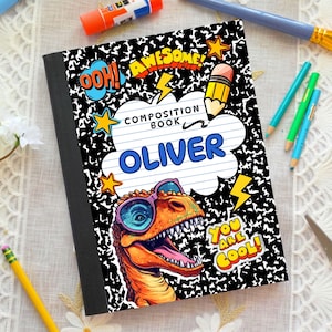 Custom Cover notebook, Personalized composition book, Back to school, Dinosaur, School supplies, Student gifts, Funny Boy, Tyrannosaurus