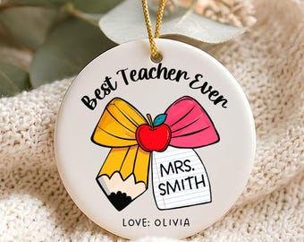 Personalisierte Lehrer-Weihnachtsbaumkugel (PNG), Geschenk zum Schulanfang, Individuelle Weihnachtsgeschenke für Lehrer, Dankeschön-Geschenk vom Schüler, Erinnerungsstück, Dankeschön