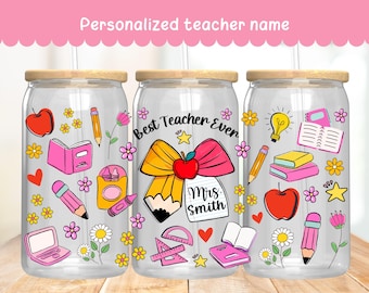 Lehrer-Libbey-Glasbecher-Verpackung, personalisiertes Glas, Geschenk zur Wertschätzung von Lehrern, Schulanfang, Dankeschön an Lehrer, individuelles Lehrergeschenk