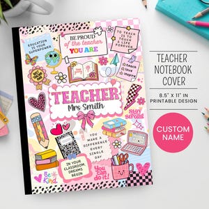 Notitieboekjehoes voor leerkrachten (PNG), Gepersonaliseerde plannerhoes, Cadeau voor de start van het schooljaar, Naam van de leerkracht, Bedankje, Dagelijkse affirmaties