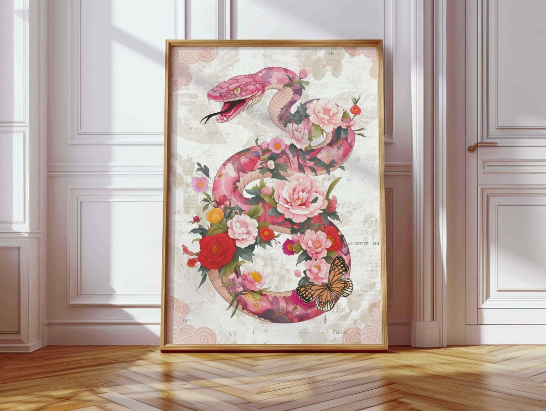 Snake Wall Art Year of the Snake Poster Print, Reptile Art, Vintage ...