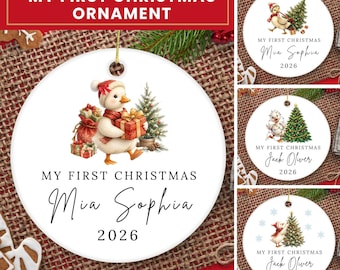 My First Christmas Goose Ornament PNG, Personalized Baby Name, Silly Goose Christmas Keepsake, First xmas ornament, Cute christmas gifts