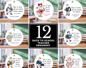 Lehrer-Weihnachtsdeko-Bundle (PNG), Geschenk zum ersten Schultag, personalisierte Lehrer-Weihnachtsdeko, lustige Gans, Dankeschön, Wertschätzung, Erinnerungsstück